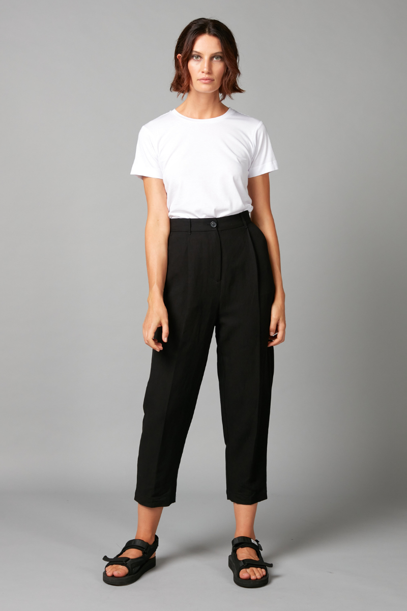 Black Float Tencel Linen Pants