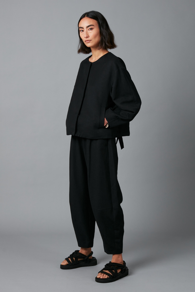 Black Sakuru Linen Blend Jacket