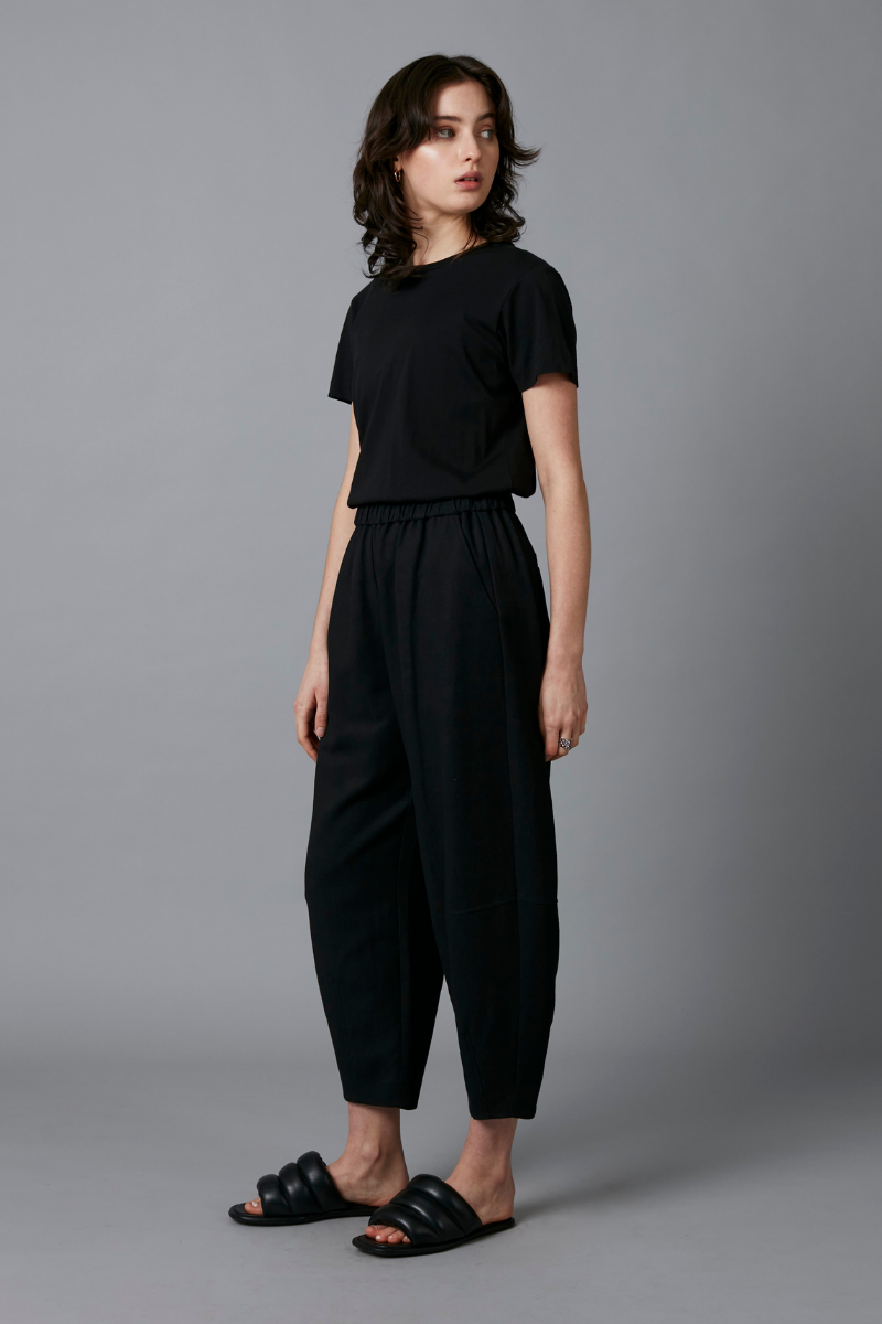 Black Sakuru Cotton Linen Rayon Pants