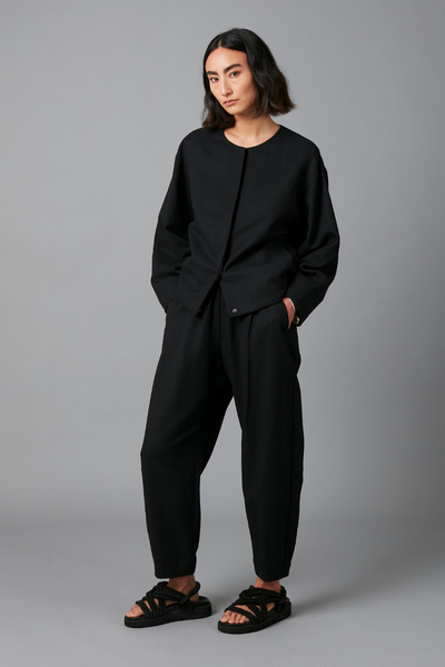 Black Sakuru Cotton Linen Rayon Pants