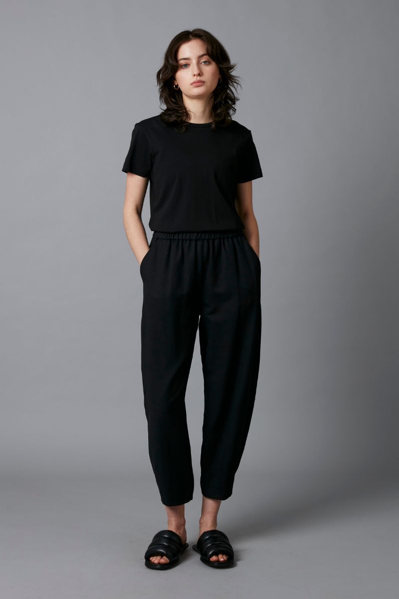 Black Sakuru Cotton Linen Rayon Pants