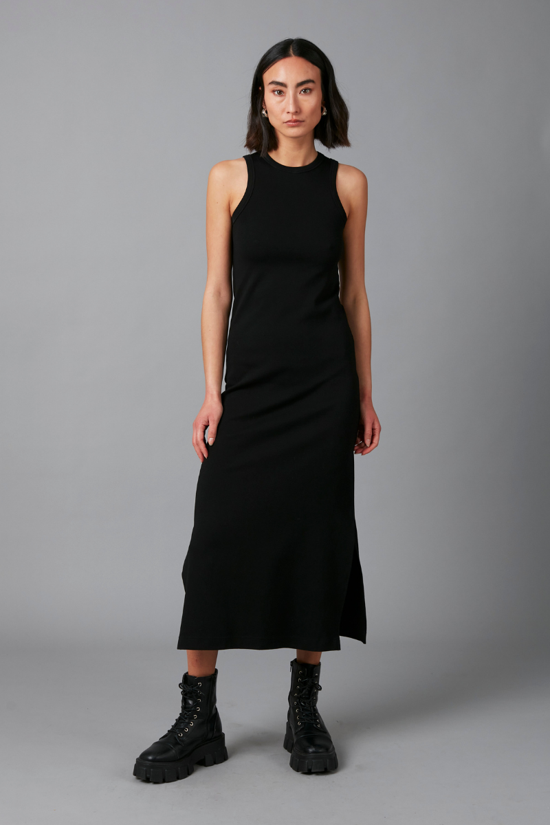 Black Cian Cotton Elastane Tank Dress