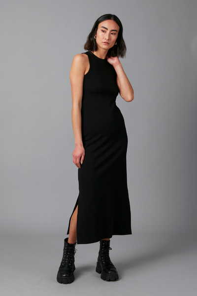 Black Cian Cotton Elastane Tank Dress