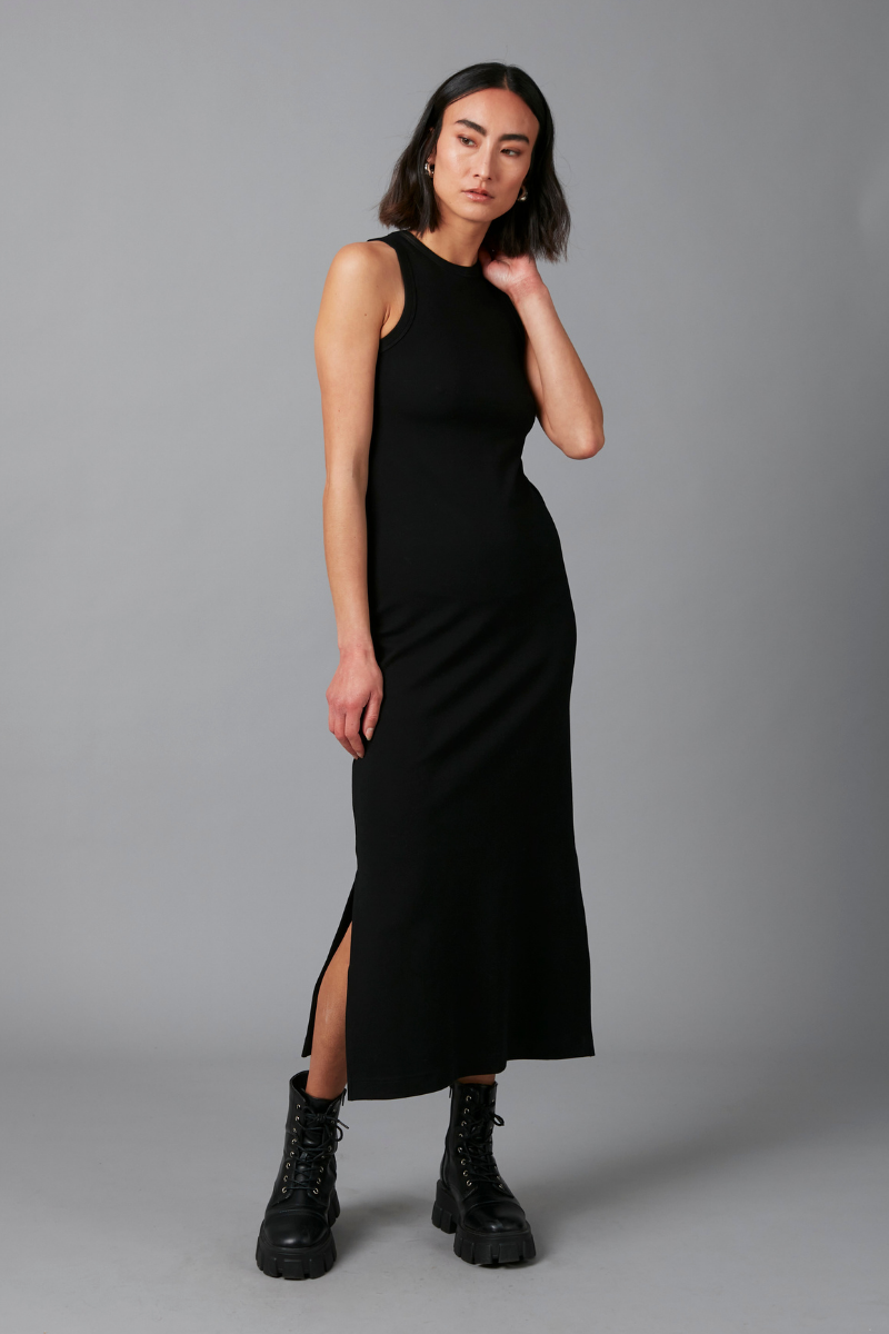 Black Cian Cotton Elastane Tank Dress