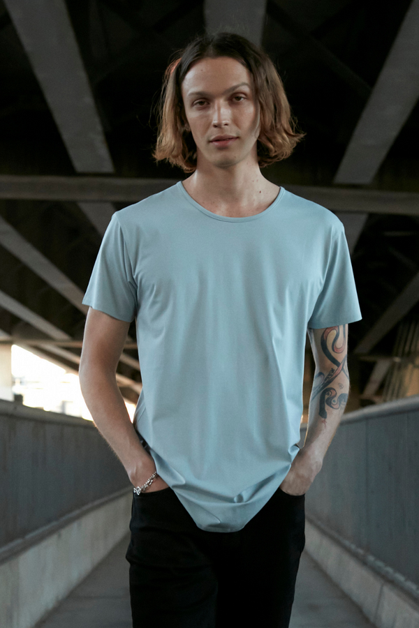 Fog Blue Aalto Bamboo Cotton Tee