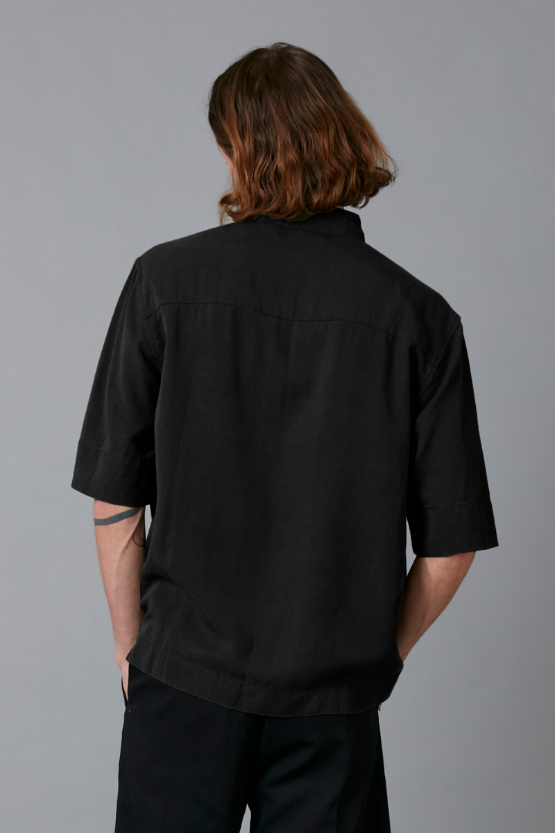 Black Mukai Relaxed Tencel Linen Shirt