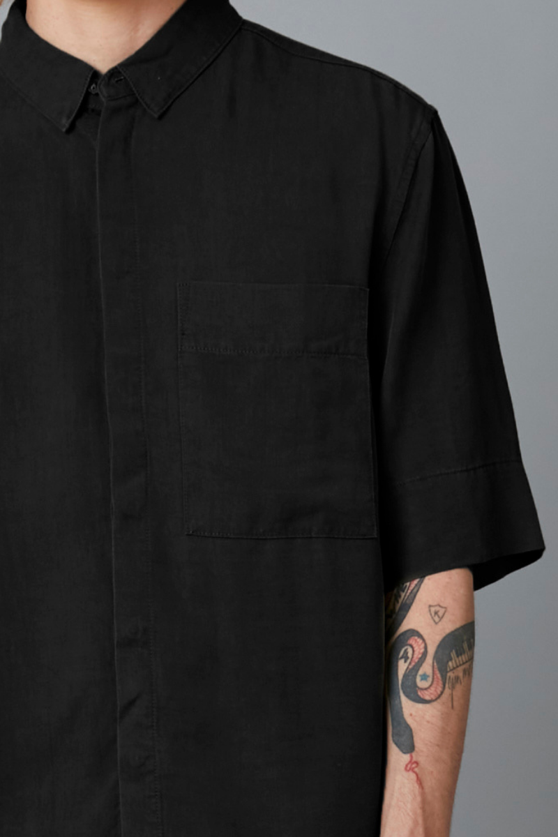 Black Mukai Relaxed Tencel Linen Shirt