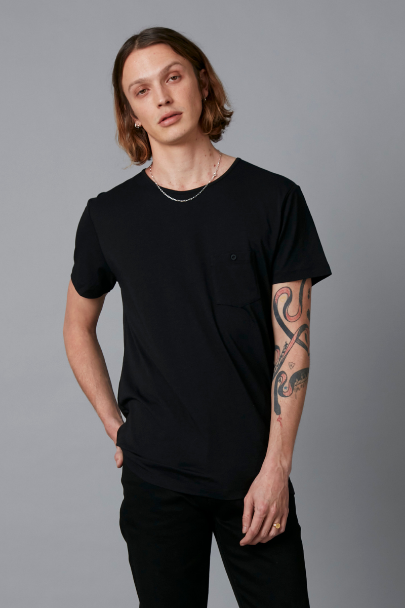 Black Wolfgang Tencel Cotton Pocket Tee