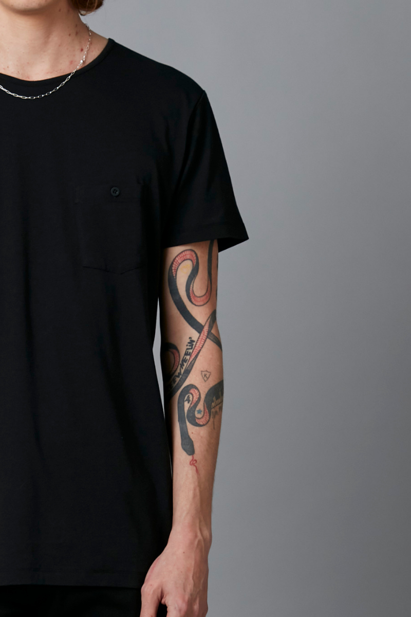 Black Wolfgang Tencel Cotton Pocket Tee