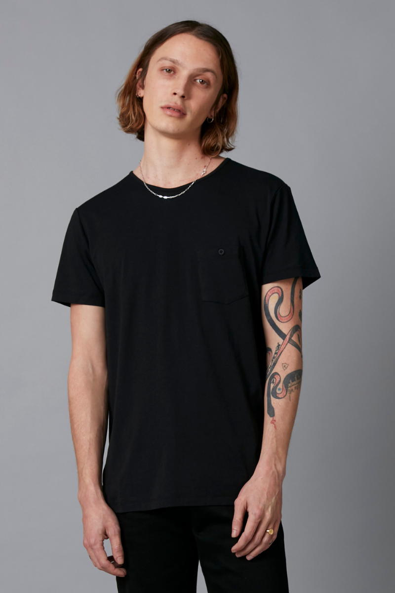 Black Wolfgang Tencel Cotton Pocket Tee