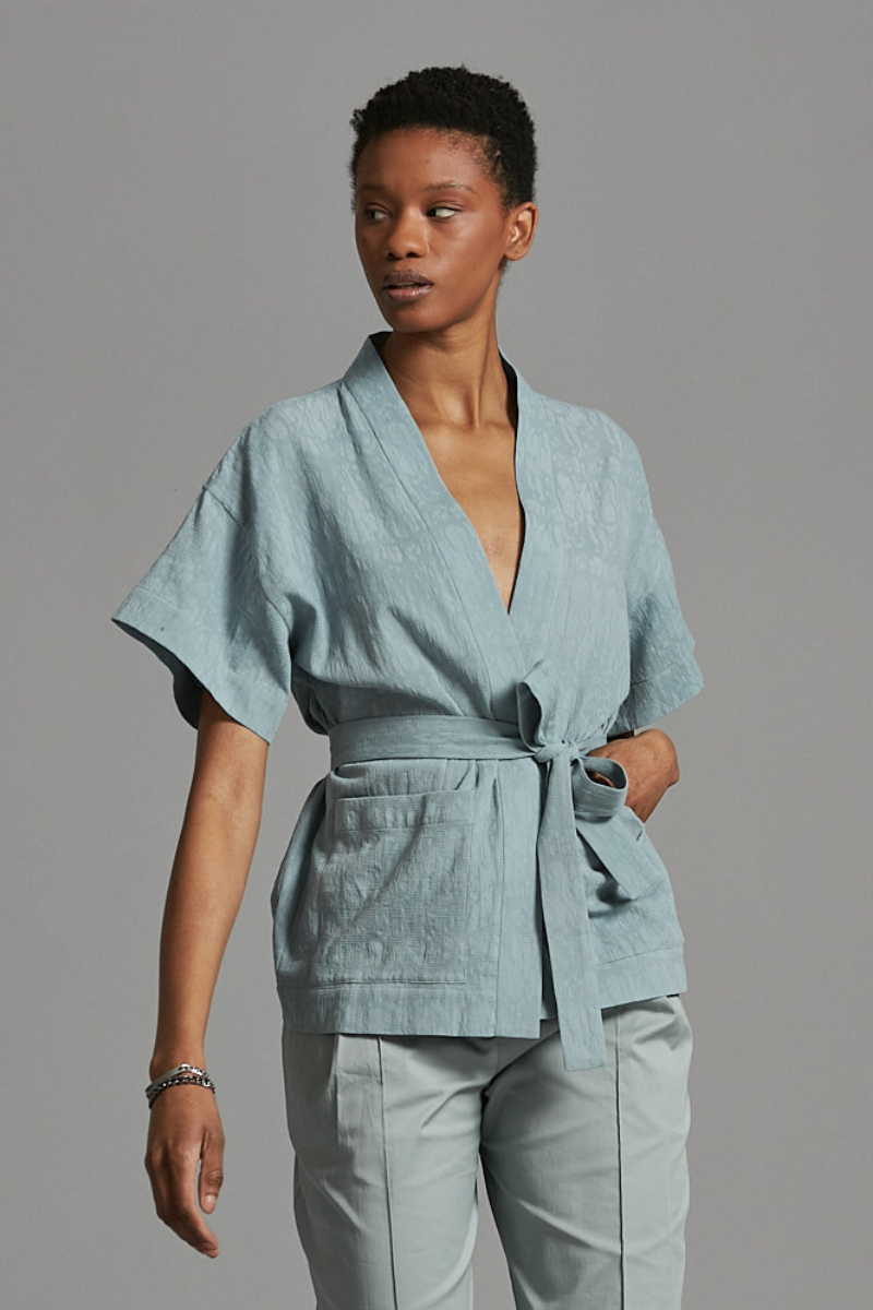 Sky Blue Akemi Wrap Shirt