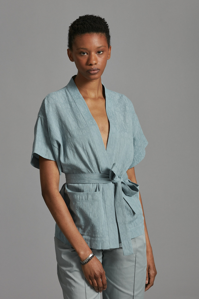 Sky Blue Akemi Wrap Shirt