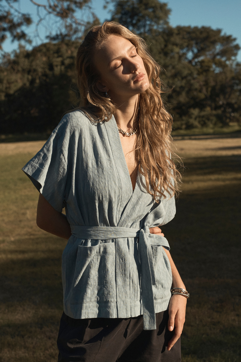 Sky Blue Akemi Wrap Shirt