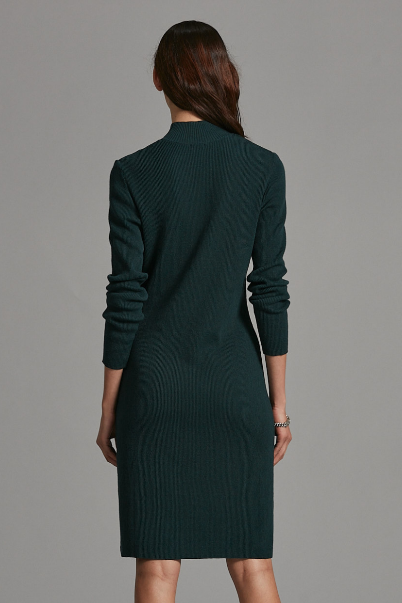 Rich Green Clover Cotton Knit Midi Dress