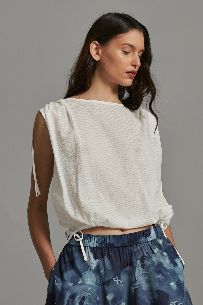 White Hachi Textured Cotton Top