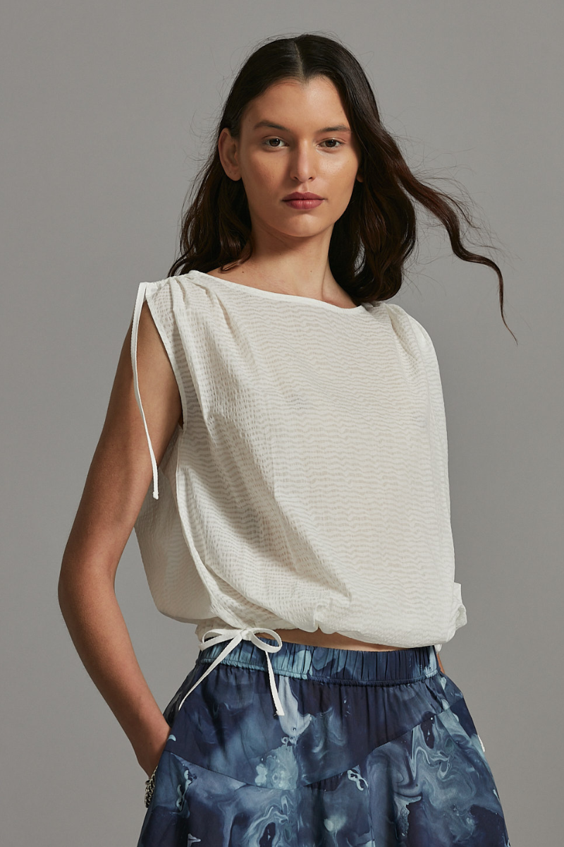 White Hachi Textured Cotton Top